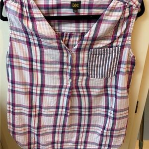 Lee Multicolor Plaid Button-Up Top